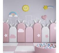 HEFJIAYCIQ Upholstered Wall Padding for Nursery Wall Protection, 3D Anti Collision Peel And Stick Headboard, Soundproof Wall Panels for Kids,pink Set,200x57cm