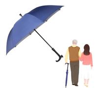 HEFJIAYCIQ Walking Cane Umbrella, Non-Slip Portable Walking Sticks Umbrella, Windproof Windbreak Multifunction Night Hiking Rainy,dark blue,85cm/33inch