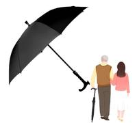 HEFJIAYCIQ Walking Cane Umbrella, Non-Slip Portable Walking Sticks Umbrella, Windproof Windbreak Multifunction Night Hiking Rainy,Black,85cm/33inch