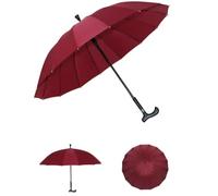 HEFJIAYCIQ Walking Stick Umbrella, Auto Open Cane Umbrella with Longer Handle, Windproof Rain Umbrella for Men & Women,Red,84cm/33inch