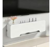 HEFJIAYCIQ Wifi Router Storage Cabinet, Wall Mount Power Strip And Cable Management Storage Box, Modem Hider Organizer for Home And Office,White,60x12x20cm