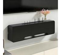 HEFJIAYCIQ Wifi Router Storage Cabinet, Wall Mount Power Strip And Cable Management Storage Box, Modem Hider Organizer for Home And Office,Black,70x12x20cm