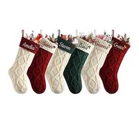 Heflashor Personalized Christmas Stockings, 18” Large Custom Xmas Knit Stocking with Embroidered Name and icon for Kids Family Holiday Christmas Party Fireplace Decoration,Diamond Knit,1