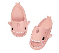 Heflashor Unisex Cute Shark Slippers Super Soft for Women Men Cloud Sliders Quick Dry Open Toe Cloud Shower Sandals Pillow Beach Slippers for Indoor & Outdoor(Pink,3/4 UK)