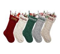 Heflashor Weihnachtsstrumpf Personalisiert 46cm Große Gestrickte Nikolausstrumpf mit Namen und Icon für Familien Geschenk Feiertags Party Weihnachtsdeko,Aranblumenmuster,1 PC