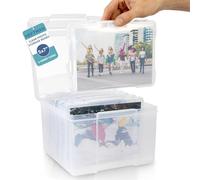 HEFTMAN 5 x 7 Photo Storage Boxes - Clear Storage Box with 6 Inner Cases, Holds 600 Photos - Transparent Organiser for Office Supplies, Cables, Stickers