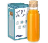HEFTMAN Carafe Glass Bottle - 1 Litre Glass Bottle with Cork Lid (1 Pack)