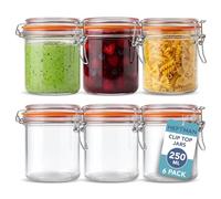 HEFTMAN Clip Top Glass Jars Set of 6, 250ml - Airtight Glass Jars with Lids