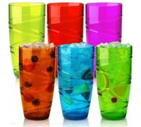 Heftman Coloured Swirl Acrylic Tumblers - Set Of 6