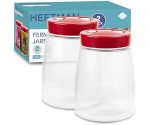 HEFTMAN Fermenting Jar With 1 Way Air Release Vent - 1.4 Litres, 2 Pack - Ideal for Safe Fermentation for Kefir, Kimchi, Sauerkraut, Sourdough Starter, Overnight Oats - Fermentation Jars Pack of 2