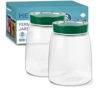 HEFTMAN Fermenting Jar with 1 Way Air Release Vent - 1.4L, 2 Pack (Green)