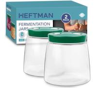 HEFTMAN Fermenting Jar with 1 Way Air Release Vent - 1 Litre, 2 Pack - Ideal for Safe Fermentation for Kefir, Kimchi, Sauerkraut, Sourdough Starter, Overnight Oats - Fermentation Jars x 2 (Green)