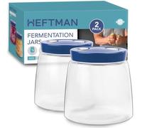 HEFTMAN Fermenting Jar with 1 Way Air Release Vent - 1 Litre, 2 Pack - Ideal for Safe Fermentation for Kefir, Kimchi, Sauerkraut, Sourdough Starter, Overnight Oats - Fermentation Jars x 2 (Blue)
