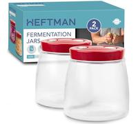 HEFTMAN Fermenting Jar With 1 Way Air Release Vent - 1 Litre, 2 Pack - Ideal for Safe Fermentation for Kefir, Kimchi, Sauerkraut, Sourdough Starter, Overnight Oats - Fermentation Jars Pack of 2