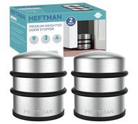 HEFTMAN Heavy Duty Stainless Steel Chrome Door Stop Dome Rubber Bumper 1kg Weighted Door Stopper Buffer Rings - Pack of 2