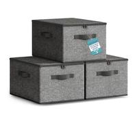 Heftman Foldable Storage Boxes With Lids 40 X 30 X 25Cm Dark Grey Set Of 3
