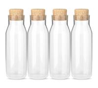 HEFTMAN Glass Carafe Bottles, Pack of 4, 1 Litre Glass Bottles with Cork Lid