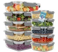 Heftman Glass Food Containers With Lids Meal Prep Airtight 1040Ml 340Ml 10 Pack