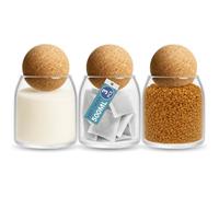 Heftman Glass Jars With Cork Lids Coffee Tea Sugar Canisters Set Of 3 500Ml