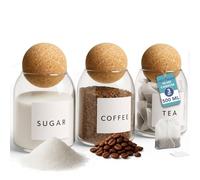 HEFTMAN Glass Jars with Cork Lids - Set of 3, 500ml