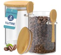 Heftman Glass Jars With Spoons 1 Litre - 2 Pack