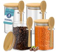 Heftman Glass Jars With Spoons 500Ml - 4 Pack