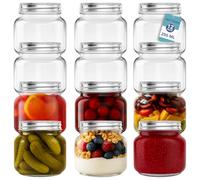 HEFTMAN Glass Mason Jars with Lids - Set of 12, 250ml Air Tight Jars