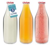 Heftman Glass Milk Bottles 1 Litre - 3 Pack