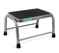 HEFTMAN Grey Metal Step Stool - Heavy Duty Single Caravan With Anti-Slip Grooves & Rubber Feet - 150kg Capacity for Garden, Home, Motorhome, Hot Tub, Kitchen