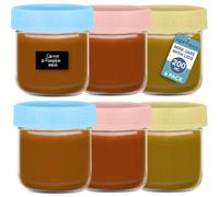 HEFTMAN Small Breakfast Pots with Lids - 6 x 200ml Small Storage Jars with Lids for Lunch Box, Sauces, Fruits Airtight Glass Overnight Oats Jars for Fridge, Pantry (200ml, 6 Pack)