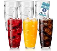 HEFTMAN Plastic Tumblers Set of 6-550ml Acrylic Tumbler Glasses with Swirl Design, Stackable Re-usable Plastic Glasses for Garden, Picnics, Camping, BBQs, Parties or Everyday Use (Clear)