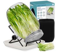 HEFTMAN Seed Sprouting Jar Kit - Microgreens Growing Kit Mason Sprouting Jar with Mesh Lid, Sprouting Tray, Stand, Shading Cloth & Brush - Broccoli, Mung Beans, Alfalfa, Bean Sprouter Kit