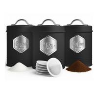 Heftman Set Of 3 Kitchen Canisters - Black