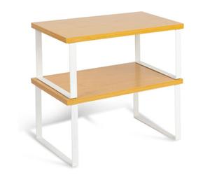 Heftman Shelf Organiser Set Of 2 - Natural & White