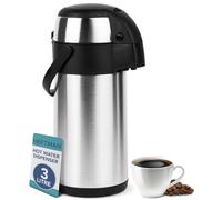 HEFTMAN Thermal Coffee Carafe - 3L Stainless Steel Airpot Pump Action Double-Walled Insulation, Leak Proof Coffee & Tea Carafe with 360° Rotating Base, Carry Handle, Safety Lock, Removable Lid (3L)
