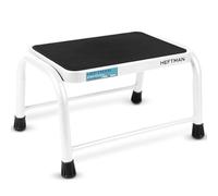 HEFTMAN White Step Stool - Single Caravan Step Stool, Holds 150kg | Heavy Duty Metal with Non-Slip Grooves & Rubber Feet, for Garden, Home, Motorhome, Kitchen, Hot Tub Steps
