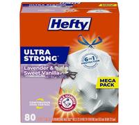 Hefty 10013700016605 Ultra Strong Tall Kitchen Trash Bags-Lavender Sweet Vanilla, 13 Gallon, 80 Count, (Pack of 1), White