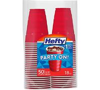 Hefty Easy Grip Disposable Plastic Cold Cups, Red, 18 Ounce, 50 Count (Pack of 1)