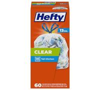 Hefty Recycling Trash/Garbage Bags (Clear, Kitchen Drawstring, 13 Gallon, 60...