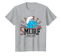 Hefty Smurf Active Man College Sports Smurfs Movie Kids T-Shirt, Youth, Heather Grey, Medium