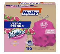 Hefty Ultra Strong 13 Gallon Trash Bags, Tall Kitchen Trash Bags 13 Gallon Size, Resist Leaks, Punctures, and Rips, Continuous Odor Control, Pink, Fabuloso Watermelon Scent, 110 Bags
