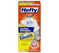 Hefty Ultra Strong 13 Gallon Trash Bags, Tall Kitchen Trash Bags 13 Gallon Size, Resist Leaks, Punctures, and Rips, Continuous Odor Control, White, Fabuloso Lemon Scent, 40 Bags