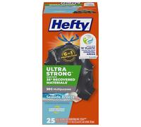 Hefty Ultra Strong Multipurpose Large Trash Bags, Black, 35% Recovered Materials, Seaside Breeze, 30 Gallon, 25 Count