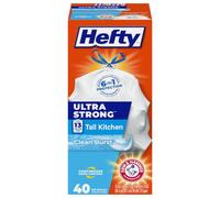 Hefty Ultra Strong Tall Kitchen Drawstring Trash Bag, Clean Burst, 40 Count