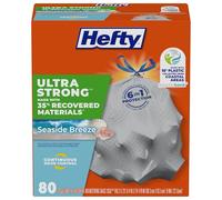 Hefty Ultra Strong Tall Kitchen Trash Bags, 35% Recovered Materials, Seaside Breeze, 13 Gallon, 80 Count