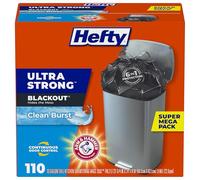 Hefty Ultra Strong Tall Kitchen Trash Bags, Blackout, Clean Burst, 13 Gallon, 110 Count