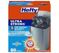Hefty Ultra Strong Tall Kitchen Trash Bags, Blackout, Clean Burst, 13 Gallon, 80 Count-1