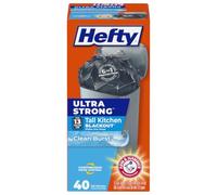 Hefty Ultra Strong Tall Kitchen Trash Bags Clean Burst, Black, 13 Gallon, 40 Count