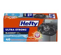Hefty Ultra Strong Tall Kitchen Trash Bags Clean Burst, Black, 13 Gallon, 40 Count