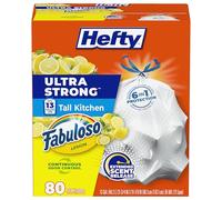 Hefty Ultra Strong Tall Kitchen Trash Bags, Fabuloso Lemon Scent, 13 Gallon, 80 Count